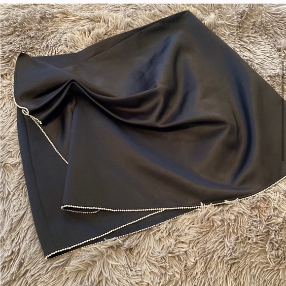 Zara NWOT big bow jeweled crystal rhinestone trim satin mini skirt - Picture 12 of 14